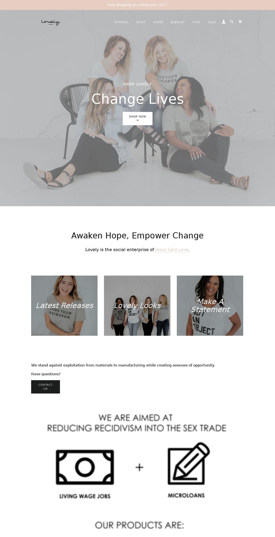 ourlovelystore.com shopify website screenshot