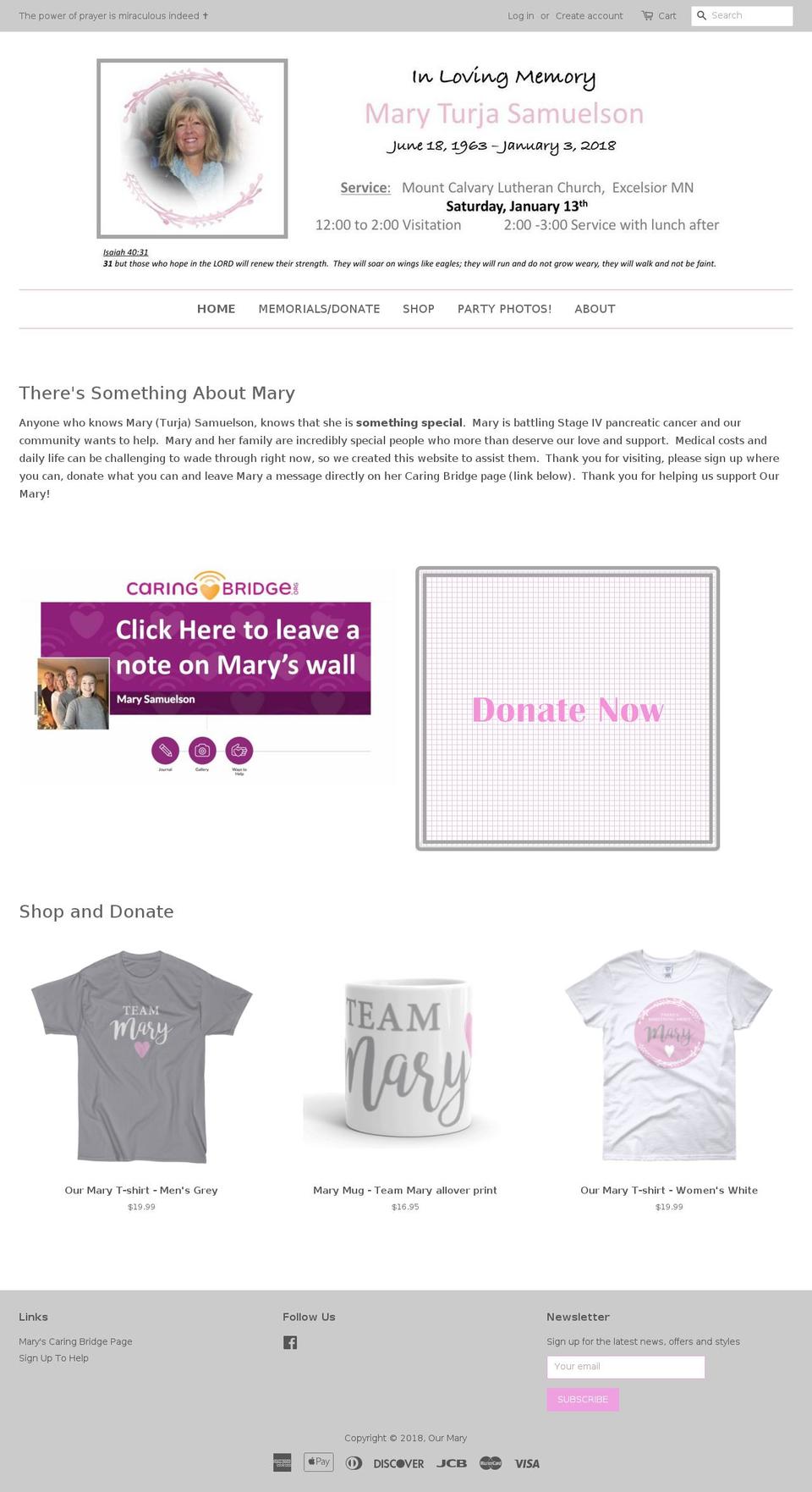 ourmary.com — Shopify storefront screenshot
