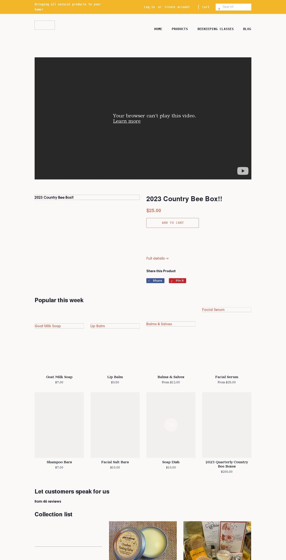 ourmilkandhoneymeadows.com shopify website screenshot