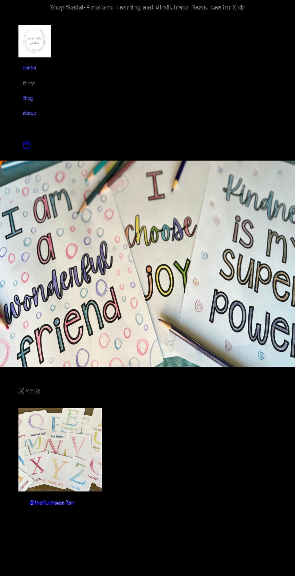 ourmindfulgarden.com shopify website screenshot