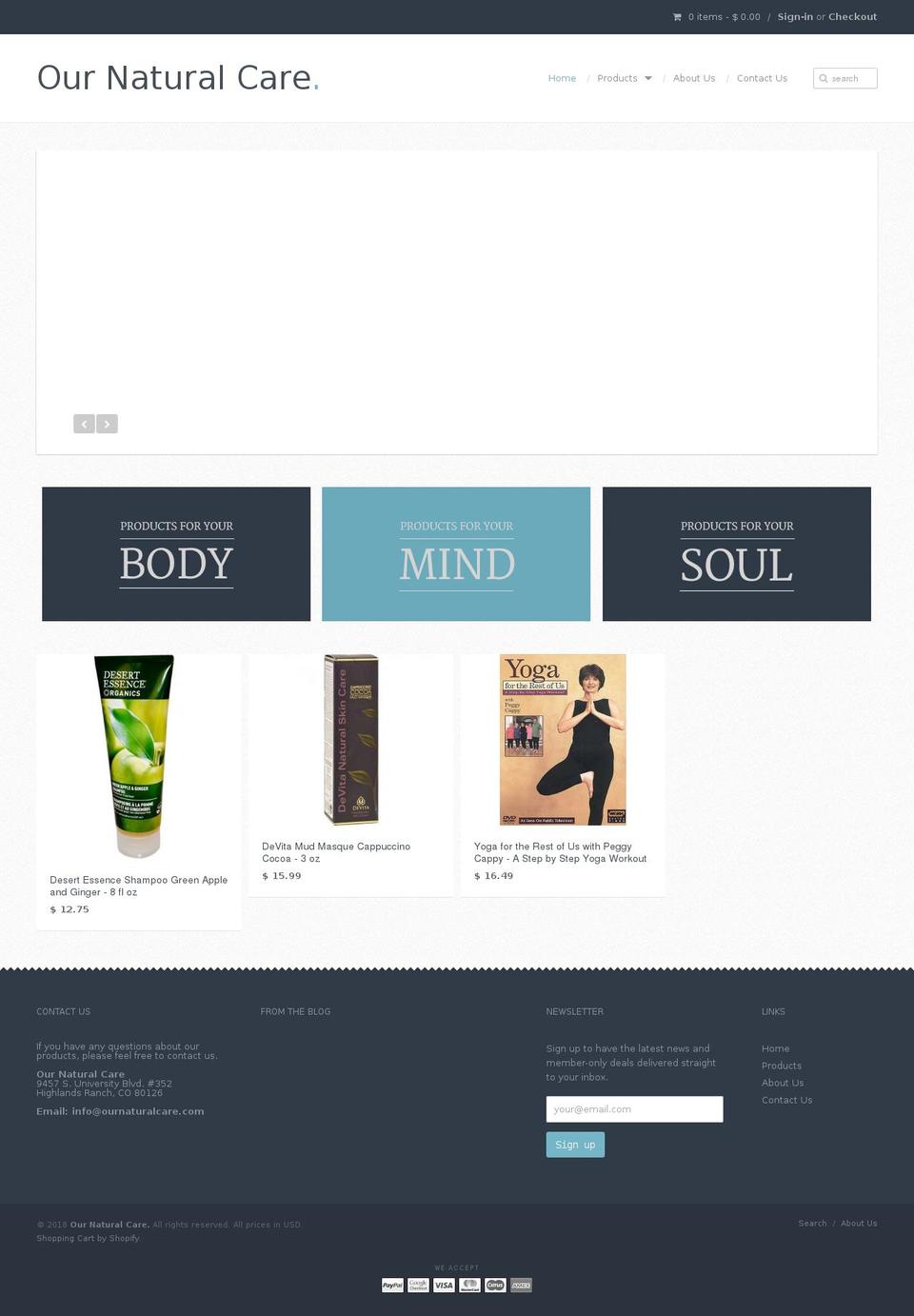 ournaturalcare.com — Shopify storefront screenshot
