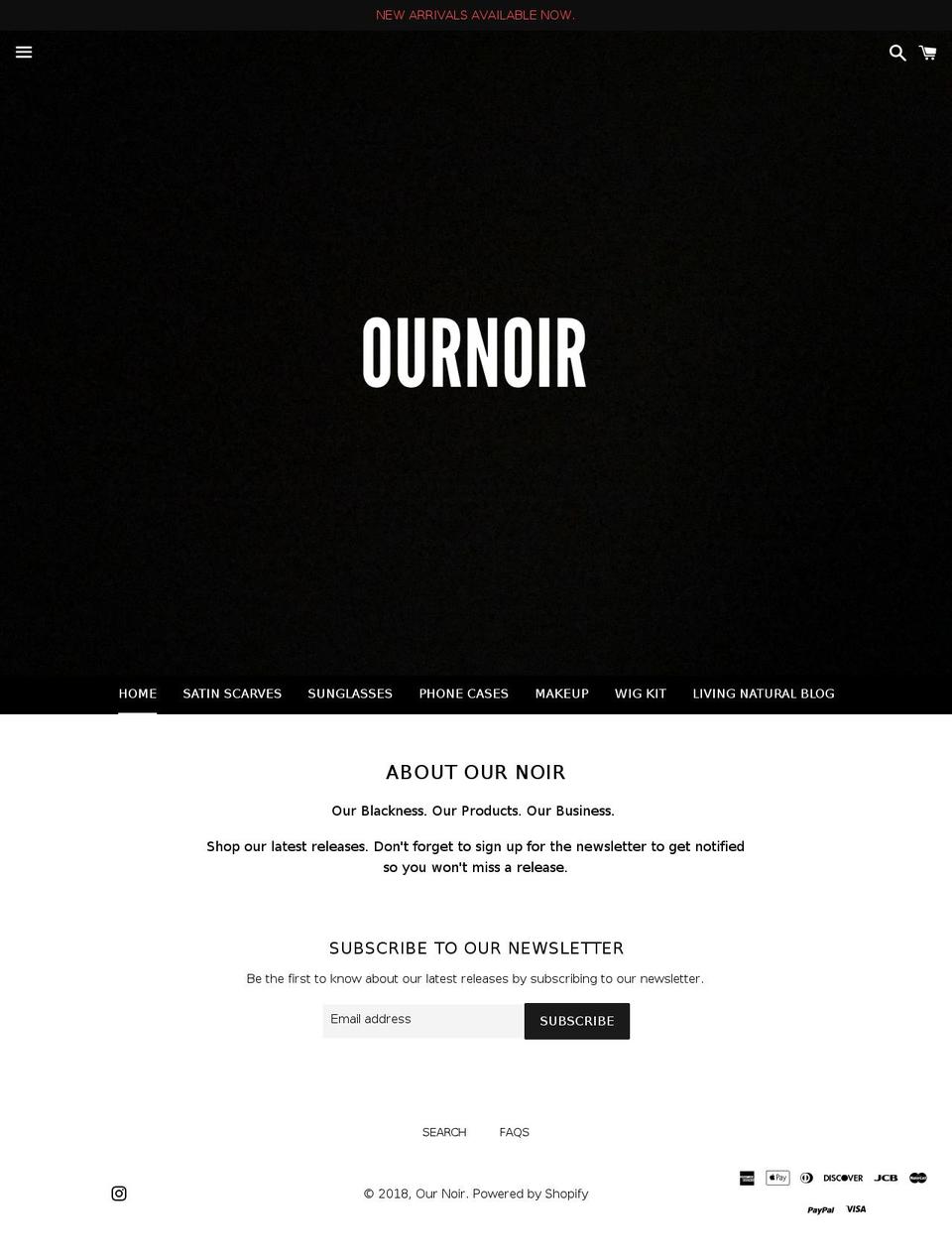 ournoir.com shopify website screenshot