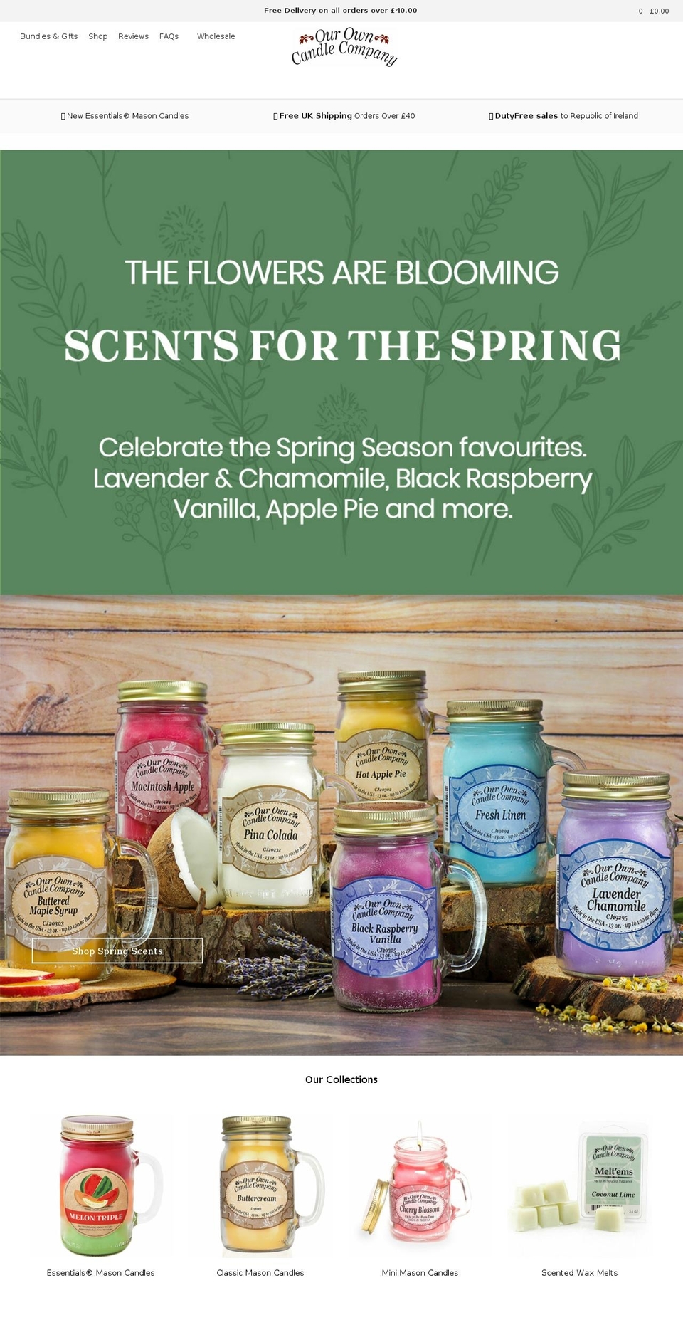 ourowncandlecompany.co.uk shopify website screenshot