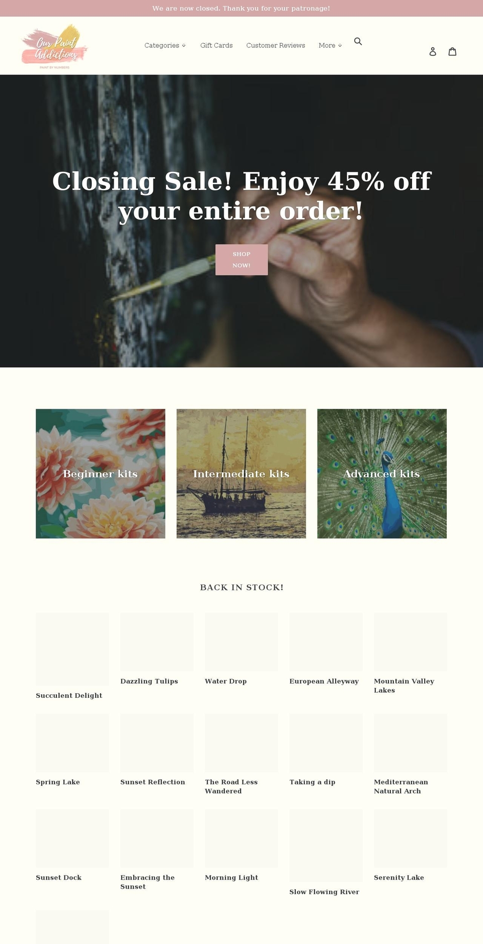 ourpaintaddictions.com shopify website screenshot