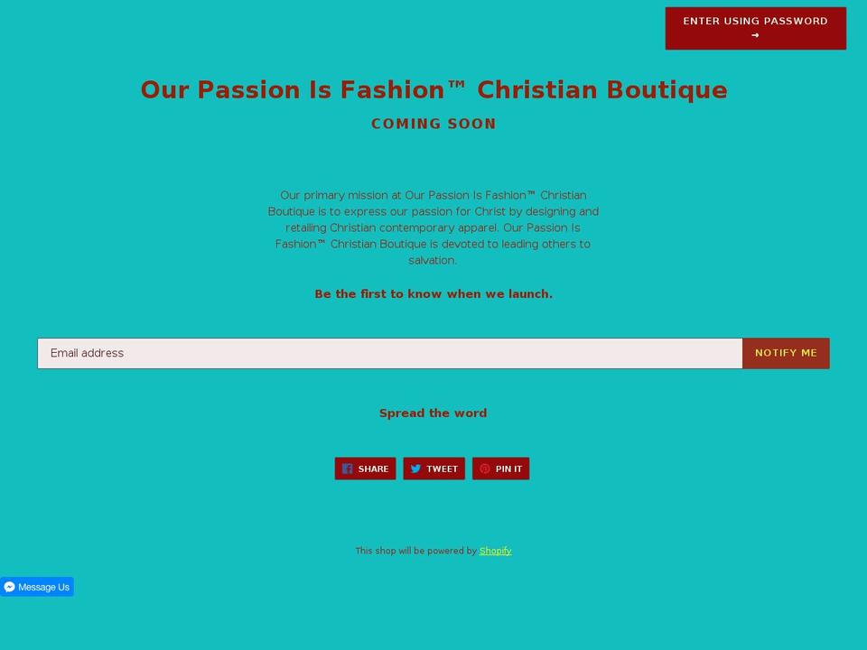ourpassionisfashion.com — Shopify storefront screenshot