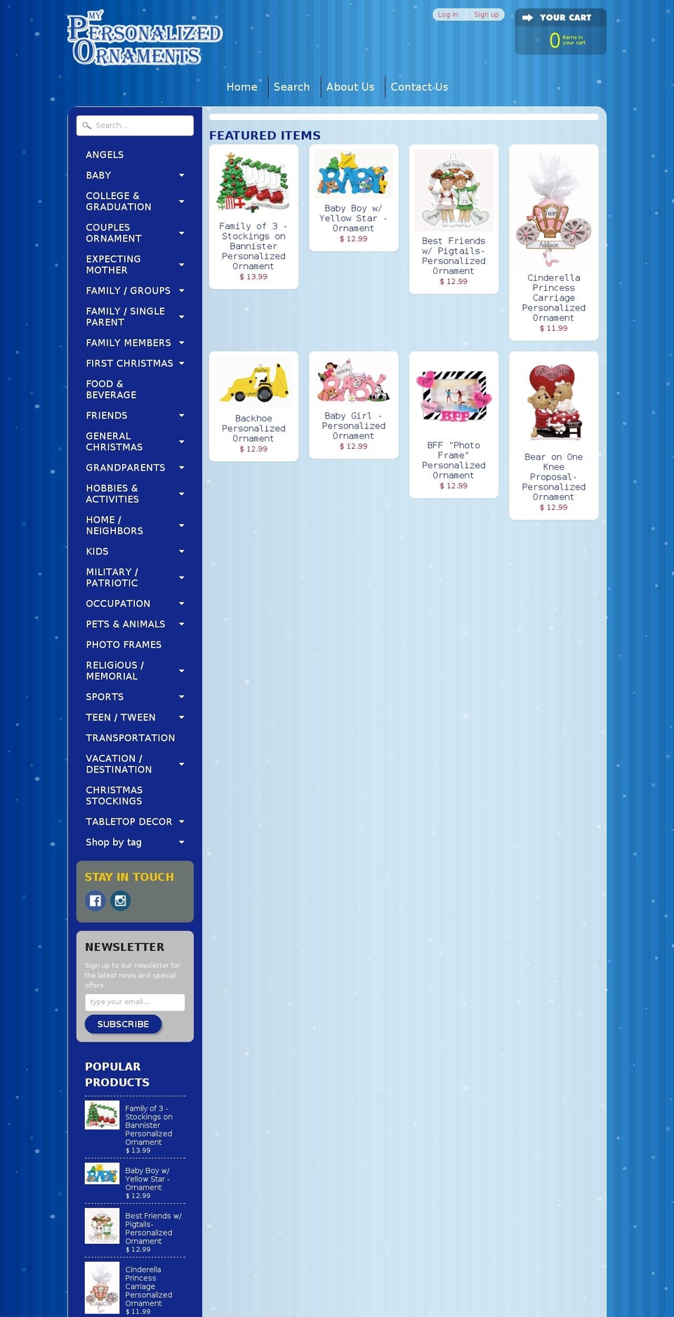 ourpersonalizedchristmasornaments.com — Shopify storefront screenshot