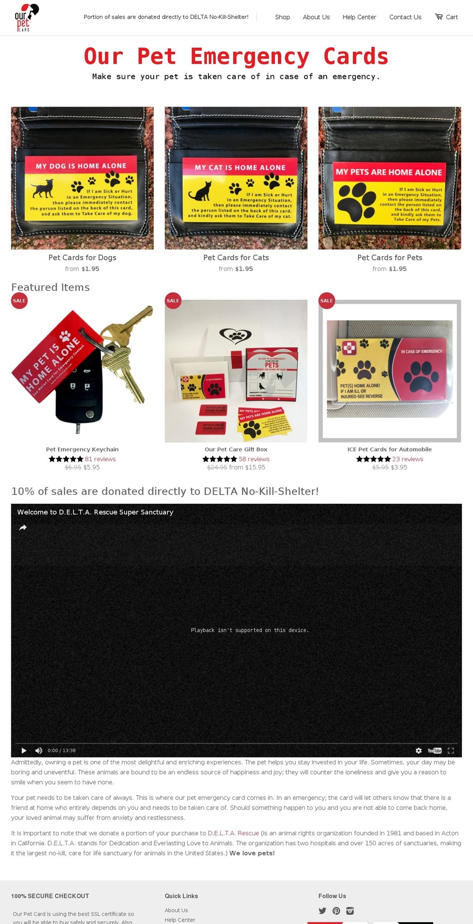 Copy of OOTS Support Shopify theme site example ourpetcard.com