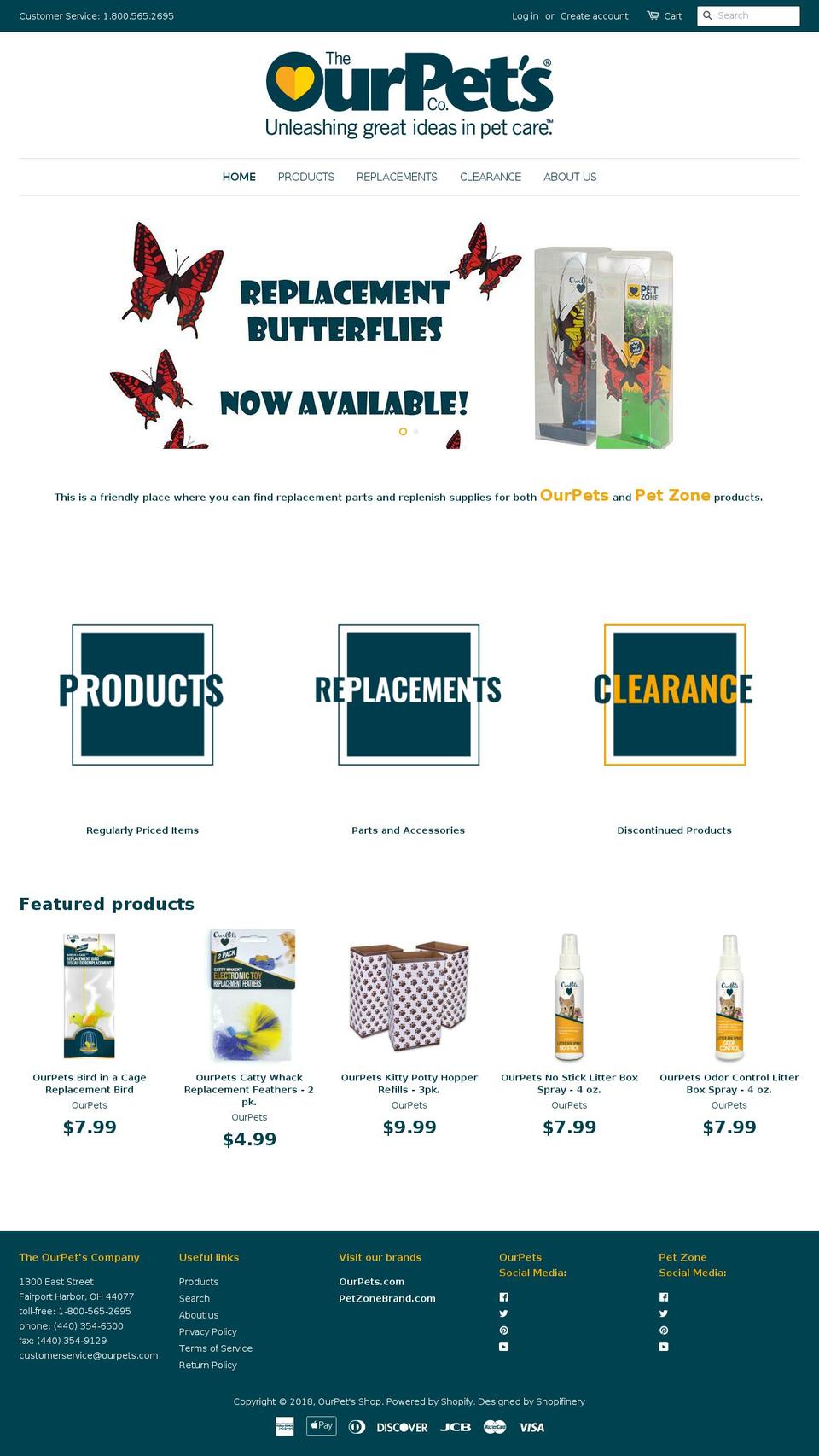 ourpetscompanyshop.com — Shopify storefront screenshot
