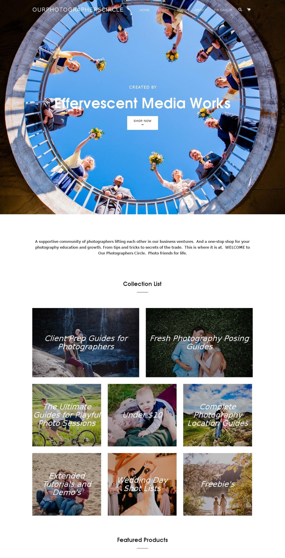 ourphotographerscircle.com — Shopify storefront screenshot