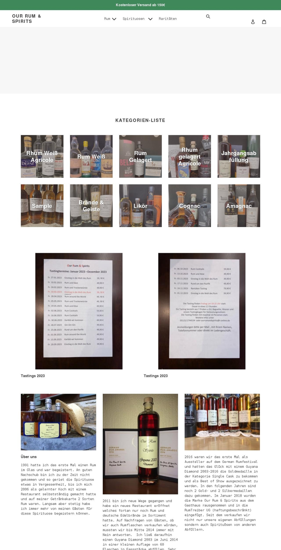 ourrumandspirit.com shopify website screenshot