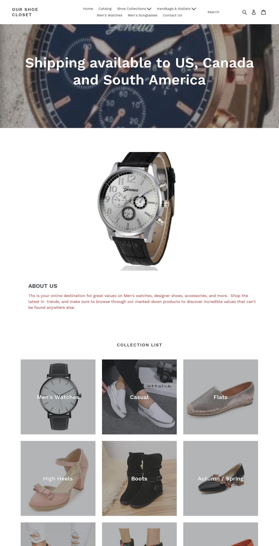 ourshoecloset.com — Shopify storefront screenshot