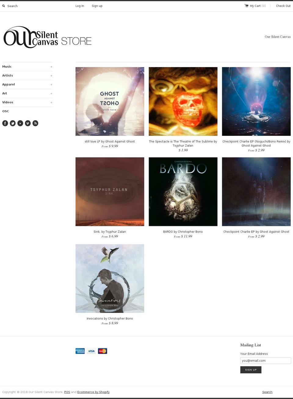 oursilentcanvasstore.com — Shopify storefront screenshot