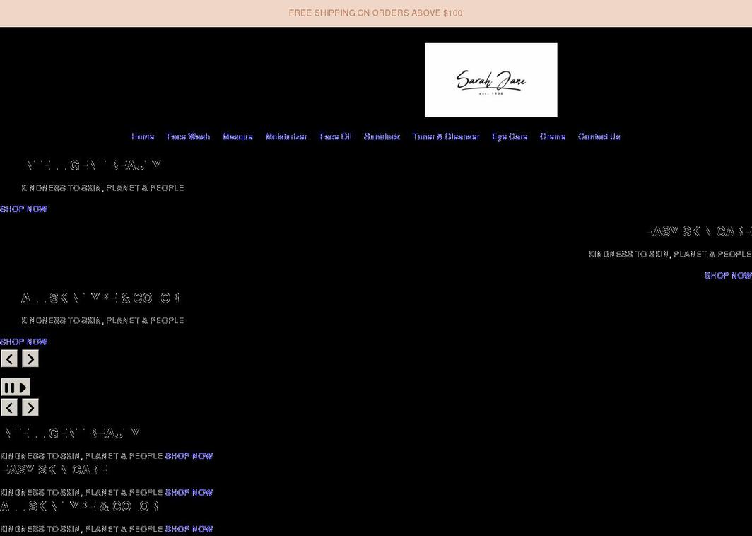 ourskinbysarahjane.com shopify website screenshot