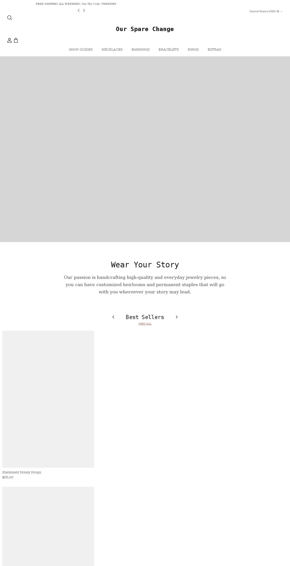 oursparechange.com shopify website screenshot