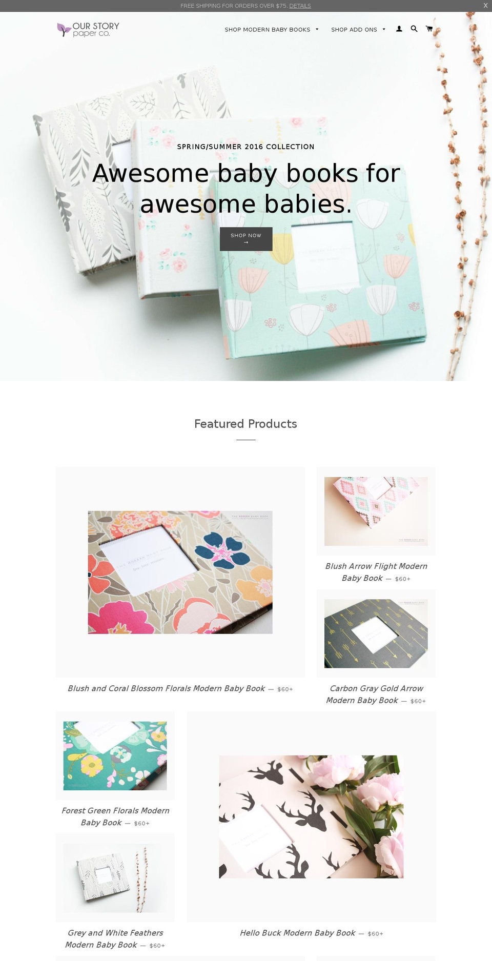 ourstorypaperco.com shopify website screenshot