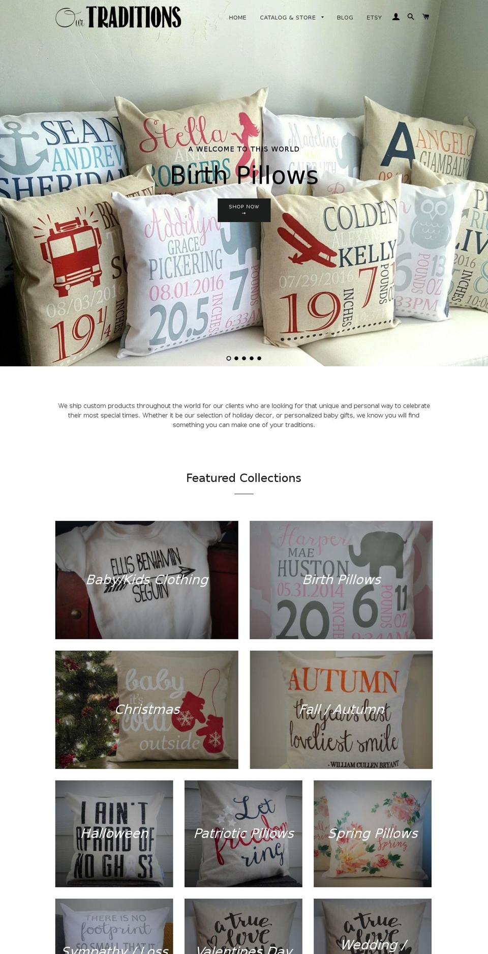 ourtraditions.net shopify website screenshot