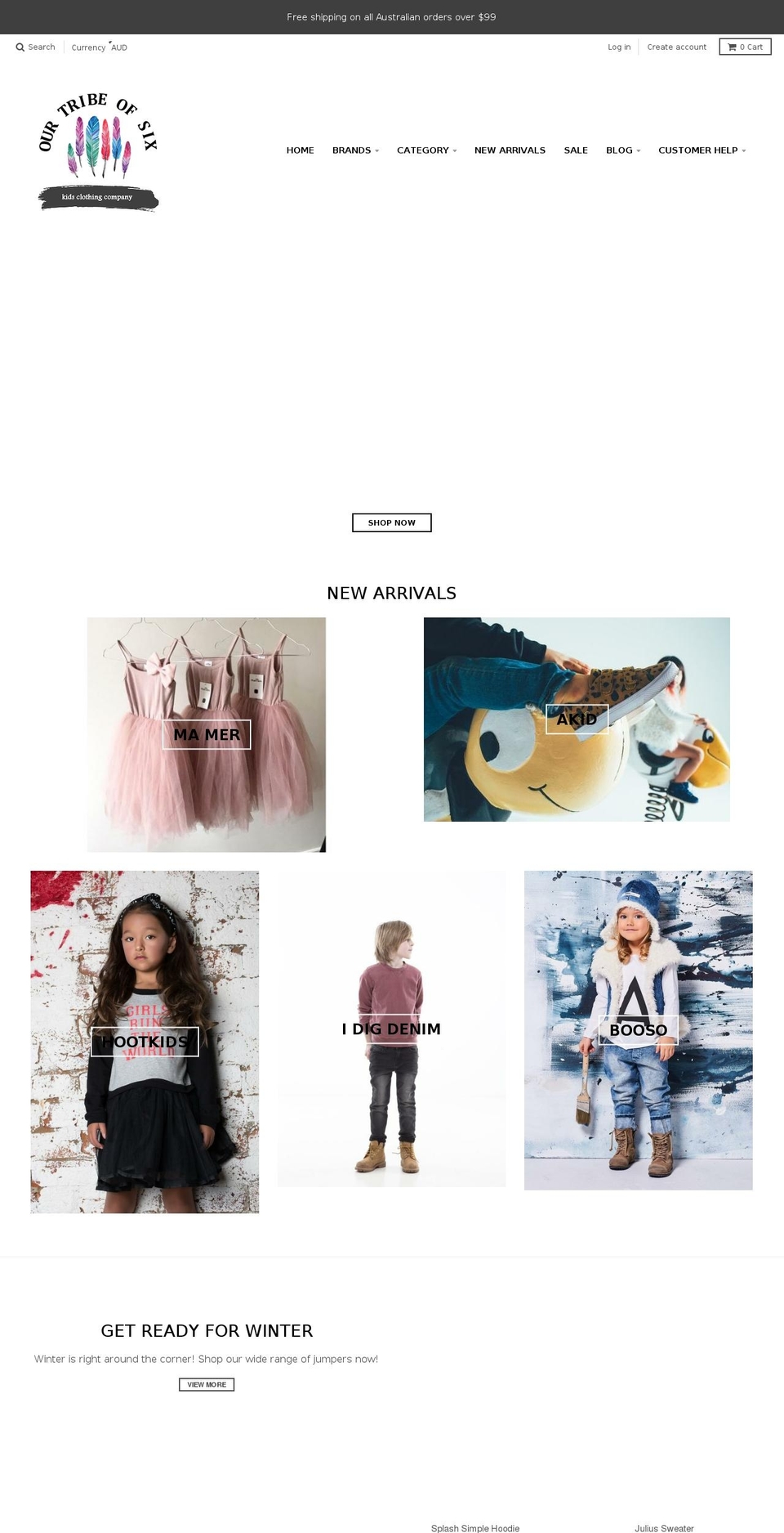 ourtribeofsix.com.au shopify website screenshot