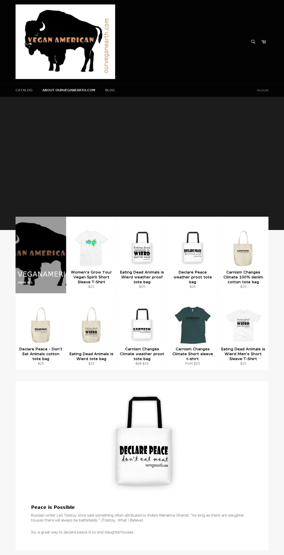 ourveganearth.com — Shopify storefront screenshot