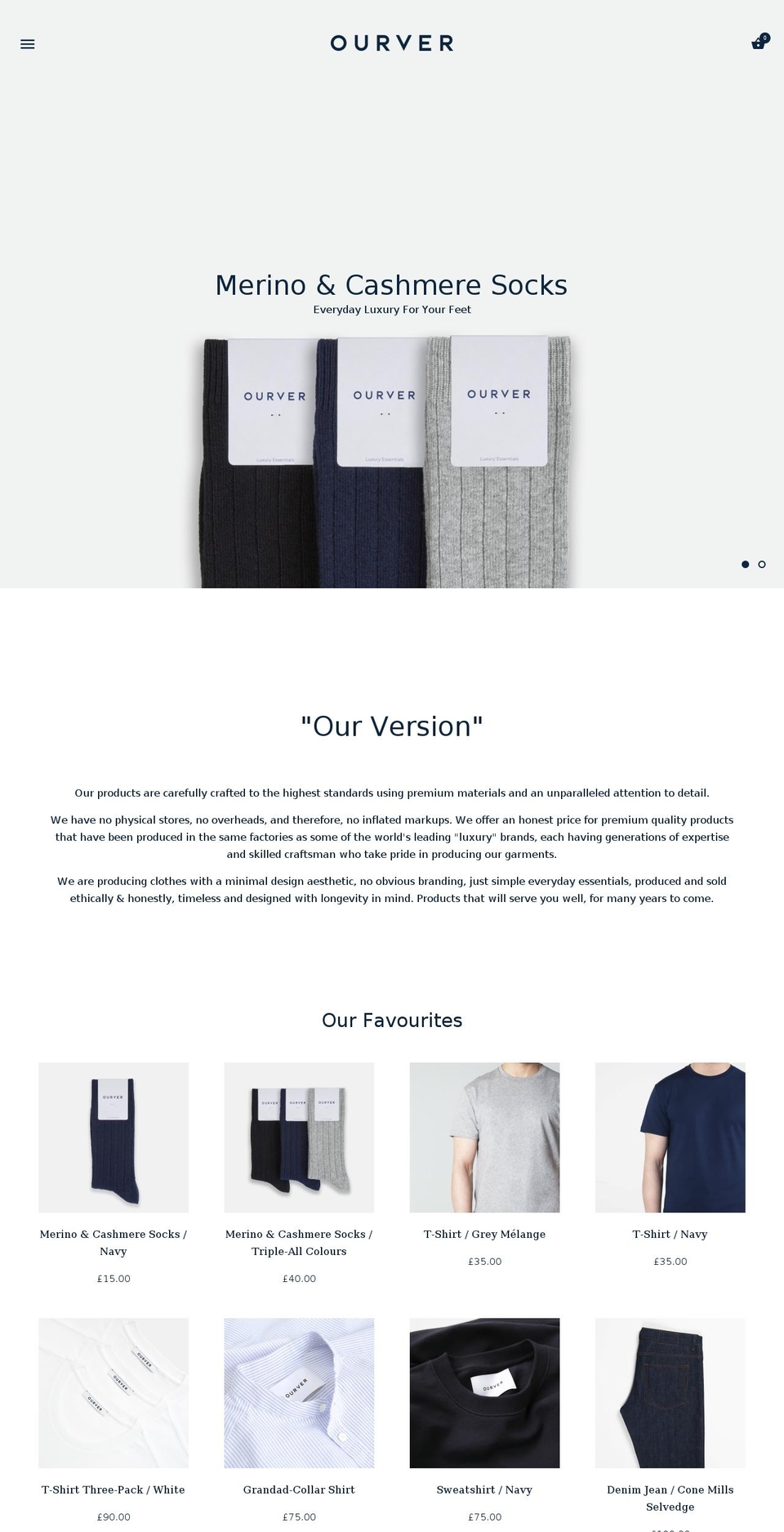 ourver.com shopify website screenshot