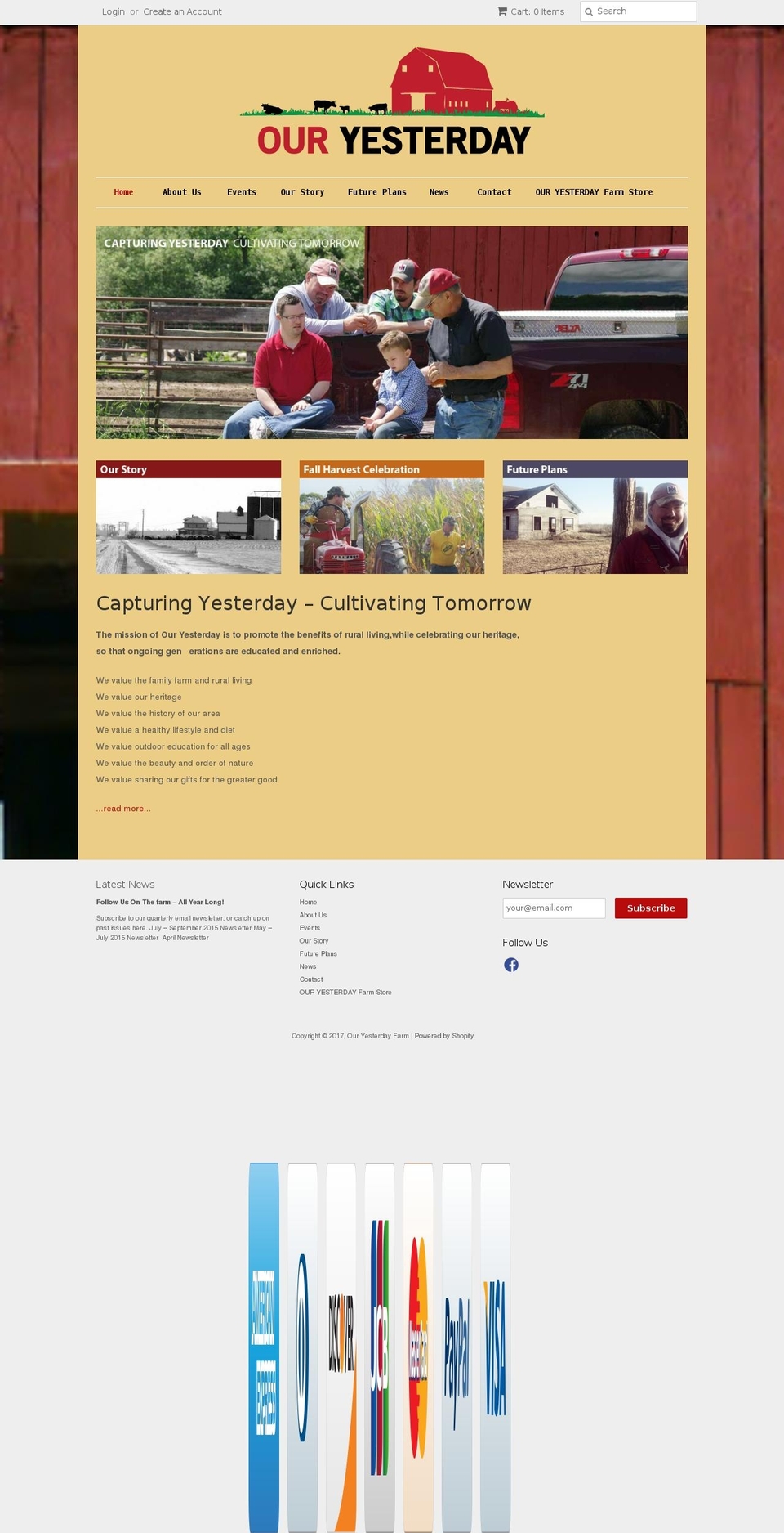 ouryesterdayfarm.com shopify website screenshot