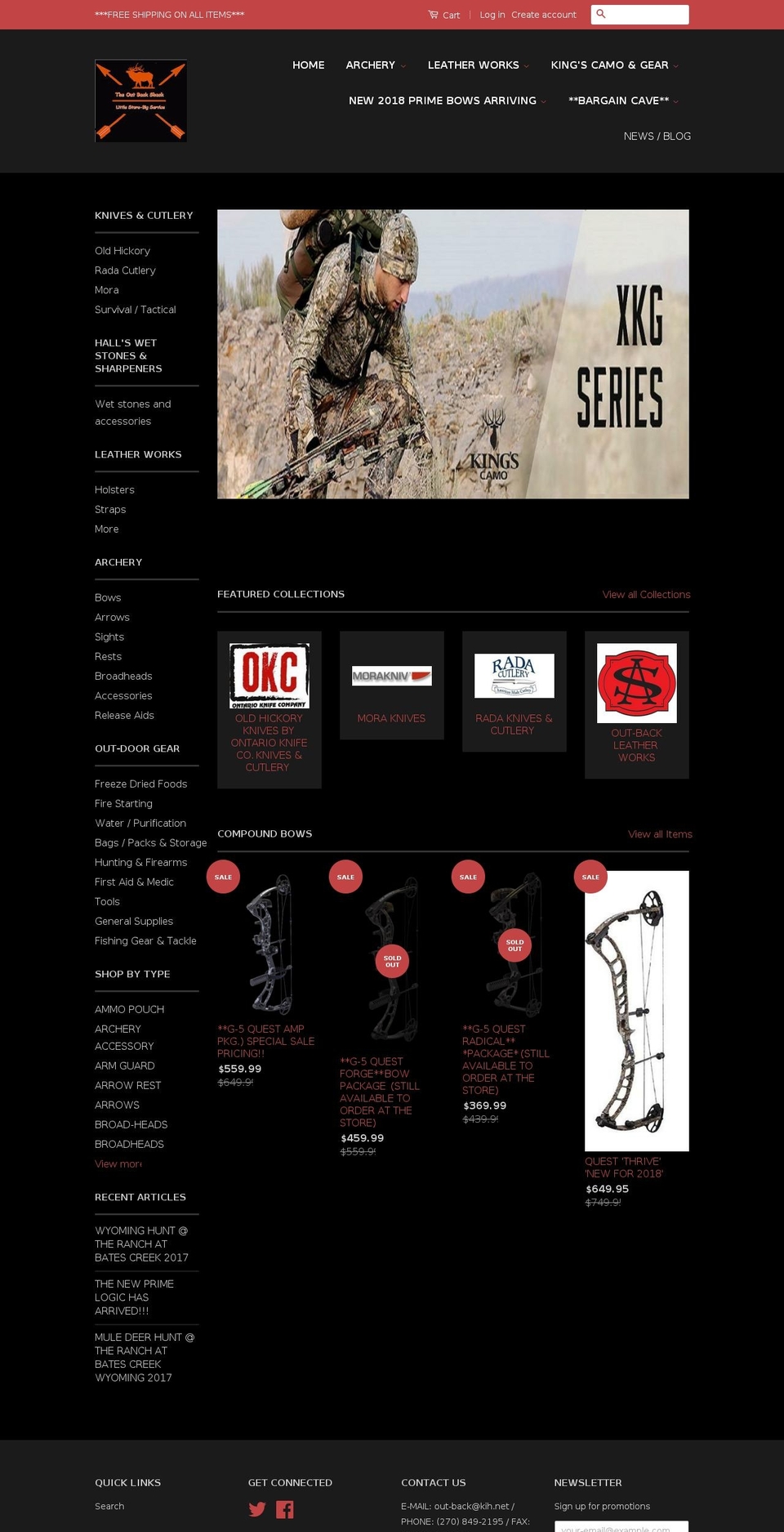 out-back-hunting.com shopify website screenshot