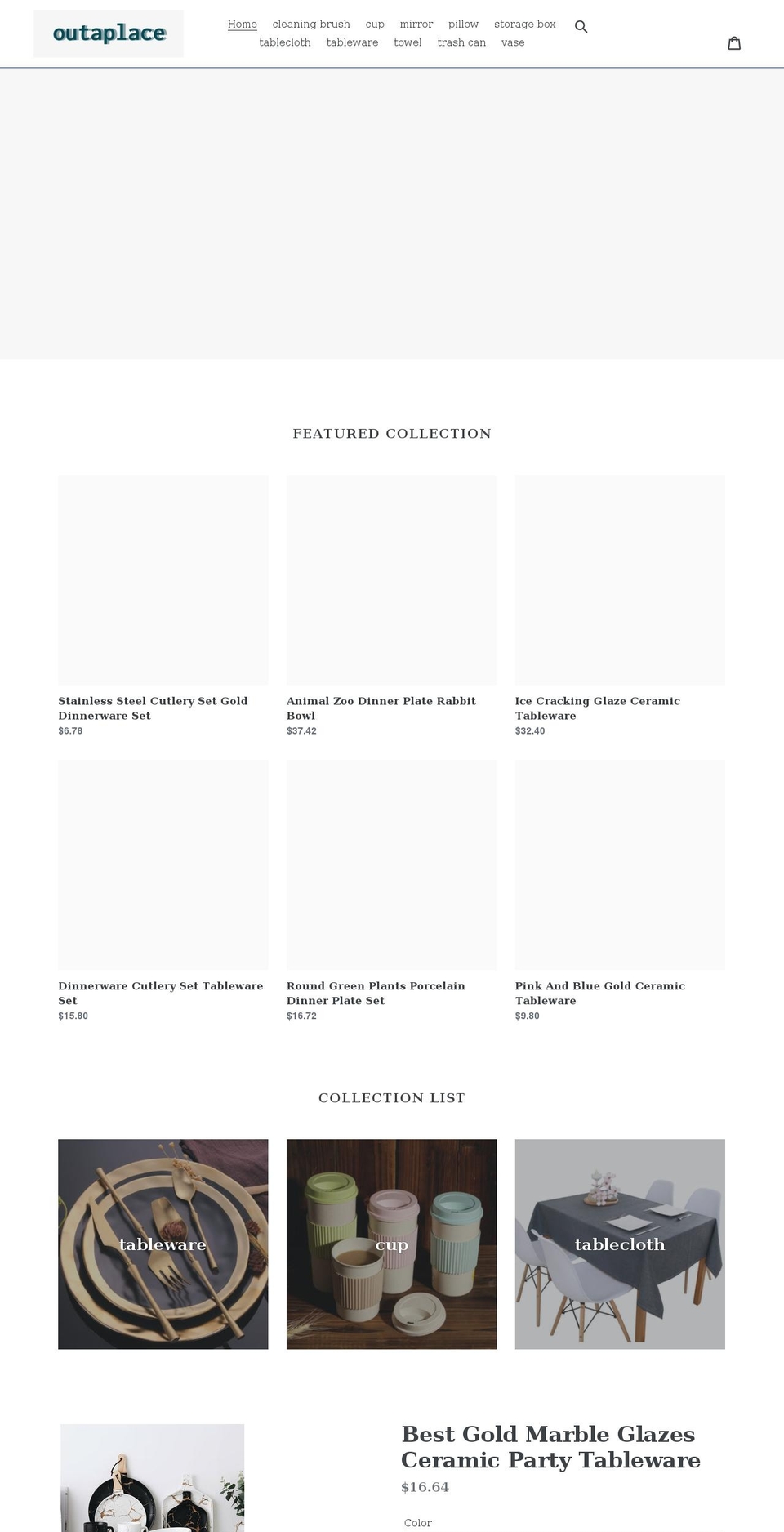 outaplace.com shopify website screenshot