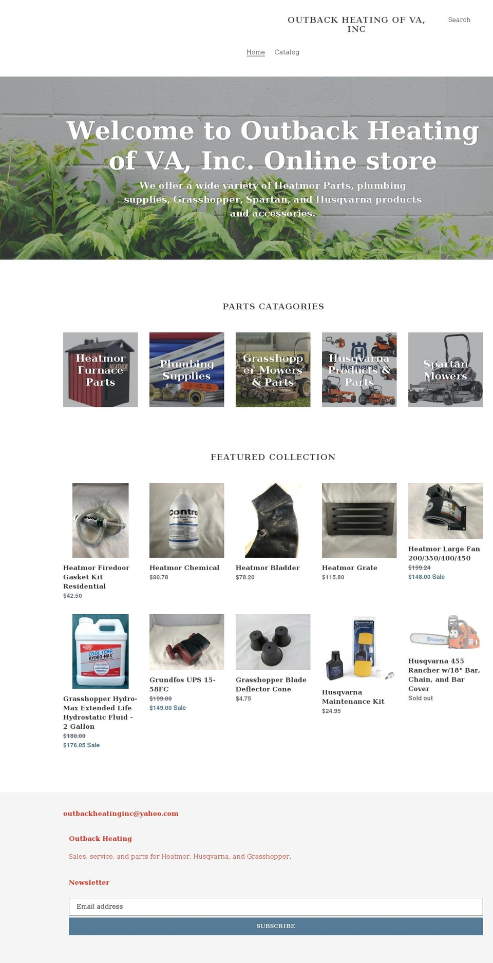 outback-heating-of-va-inc.myshopify.com shopify website screenshot