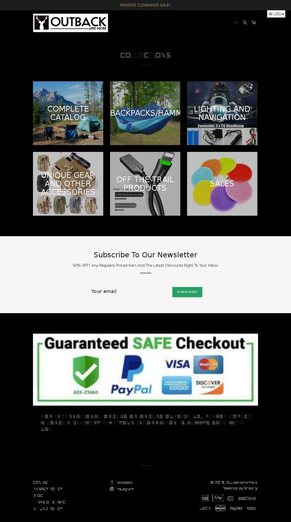 outbackandmore.com — Shopify storefront screenshot