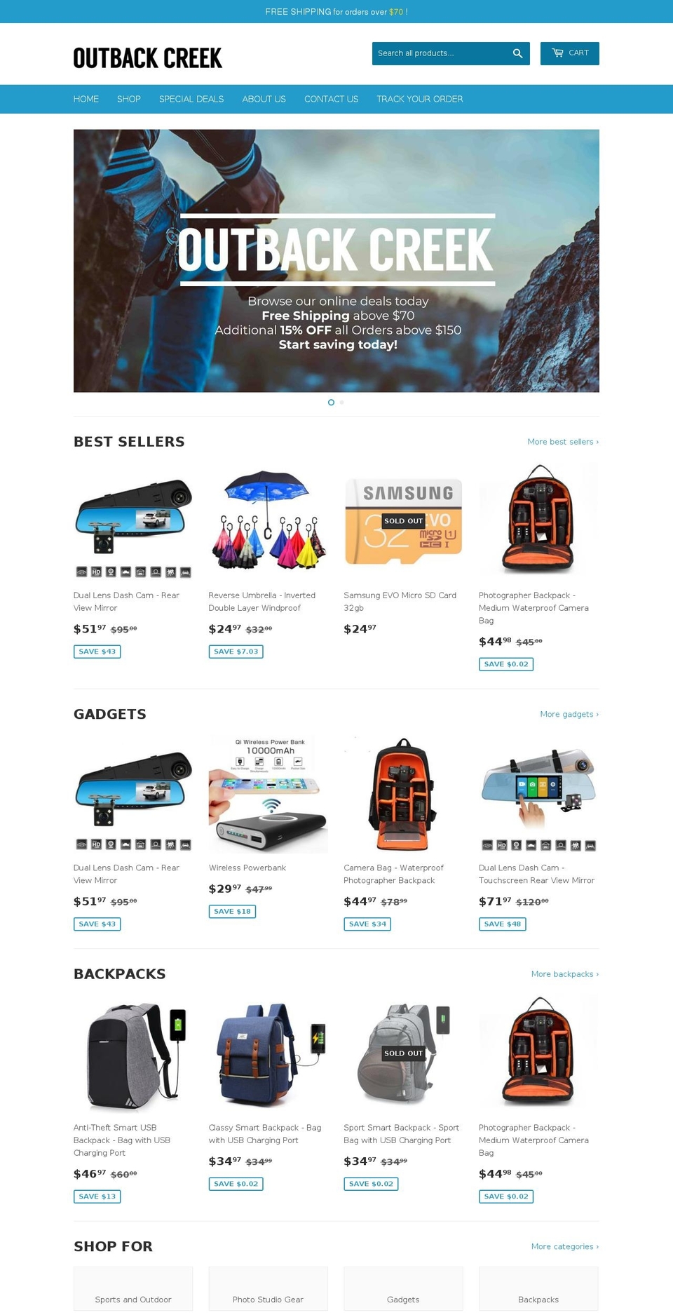 outbackcreek.com — Shopify storefront screenshot