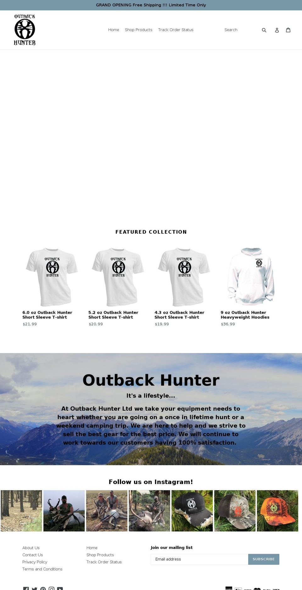 outbackhunter.com shopify website screenshot