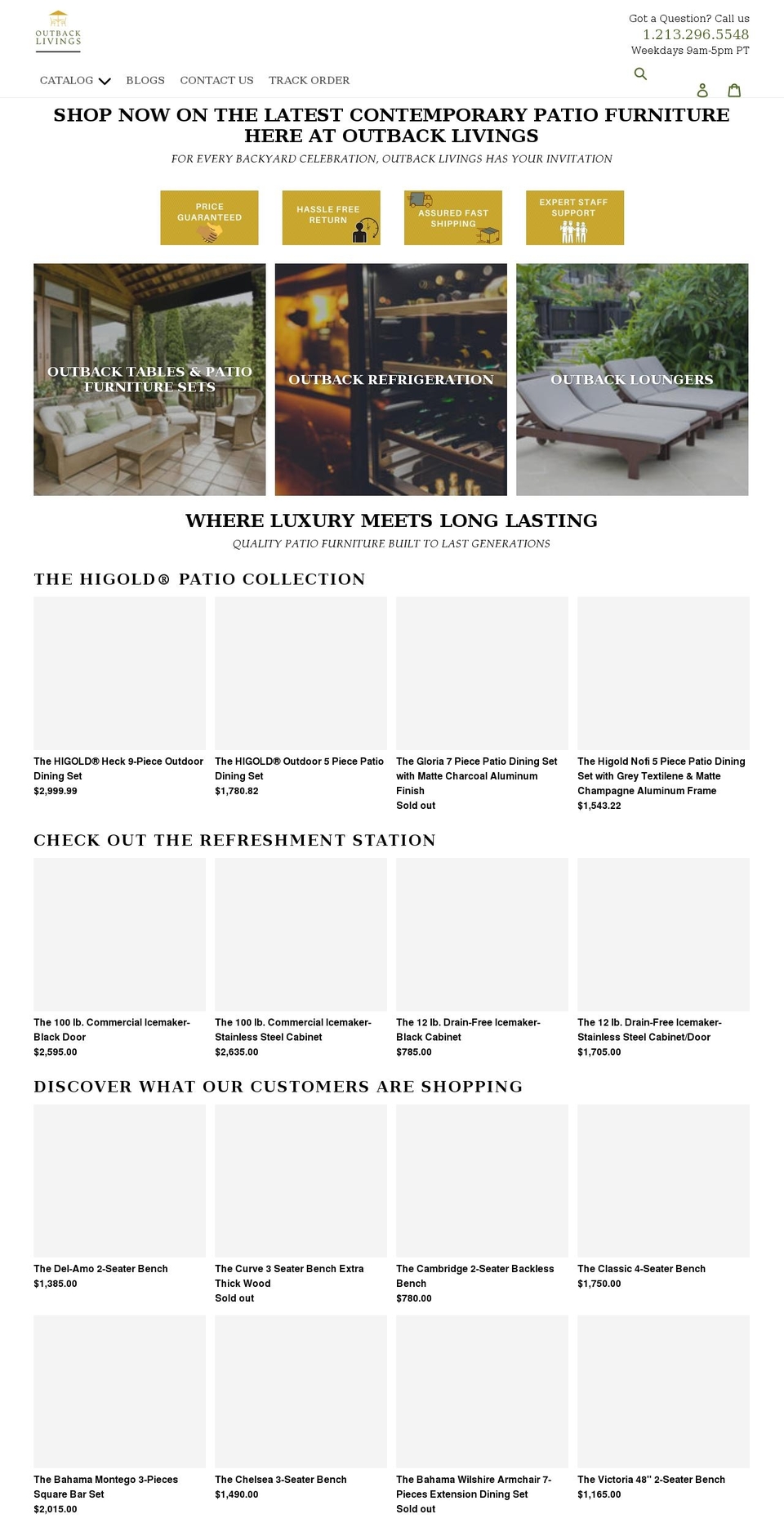 outbacklivings.com shopify website screenshot