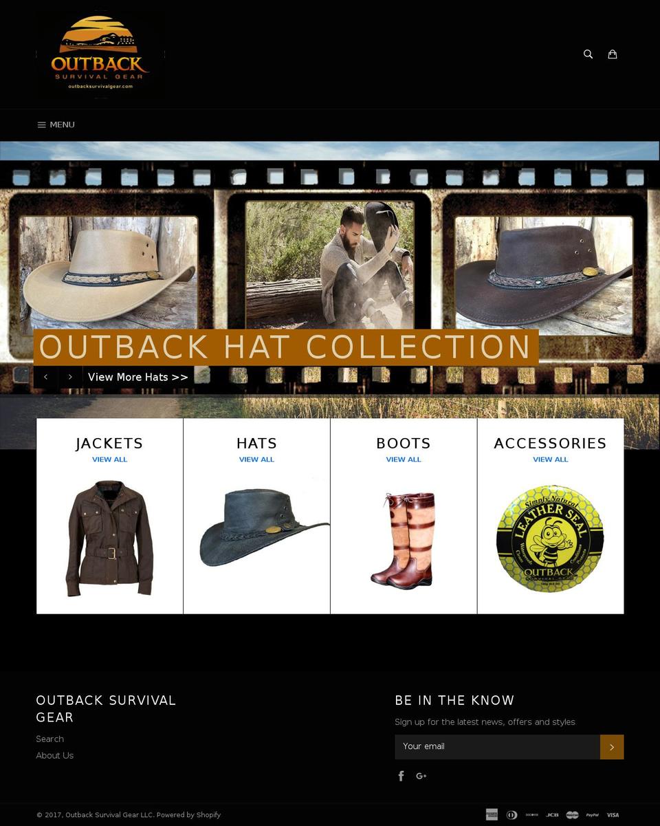 outbacksurvivalgear.com shopify website screenshot