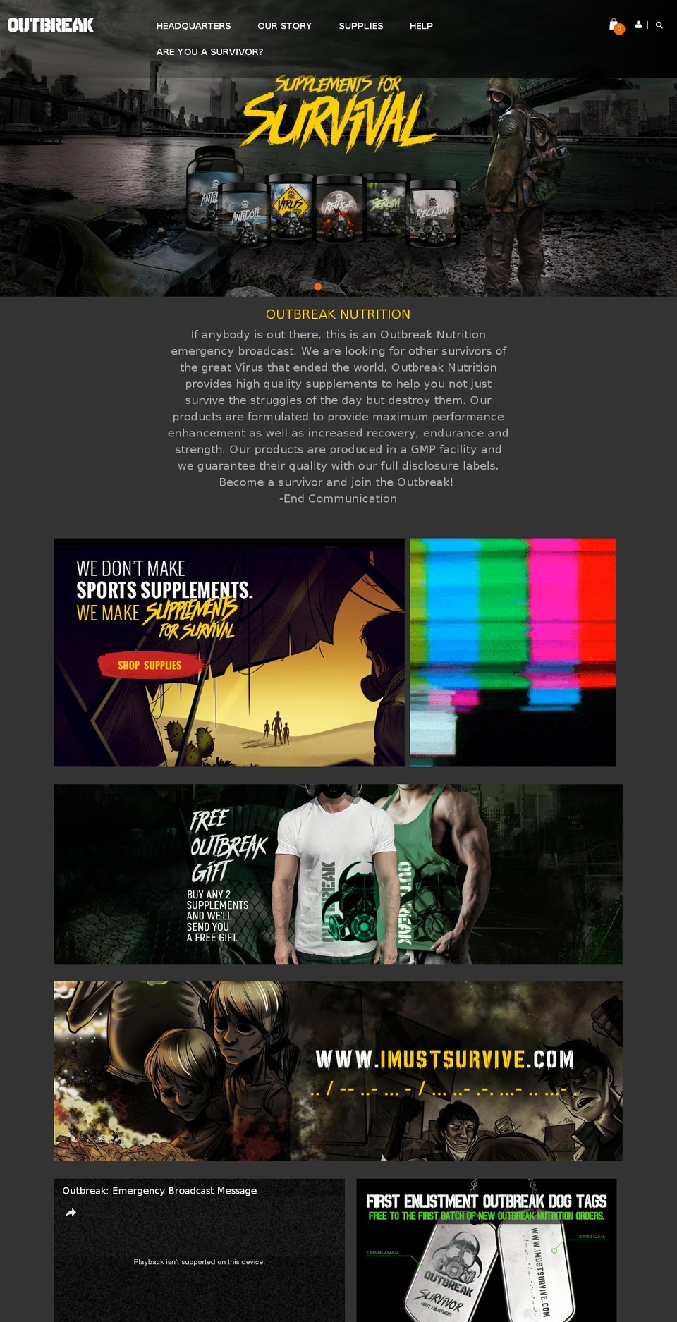 z-dzine Shopify theme site example outbreaknutrition.com