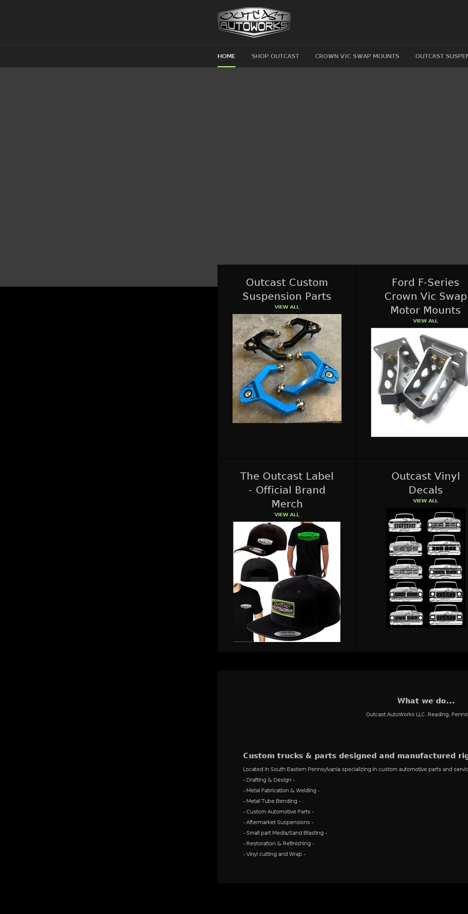 outcastautoworks.com — Shopify storefront screenshot