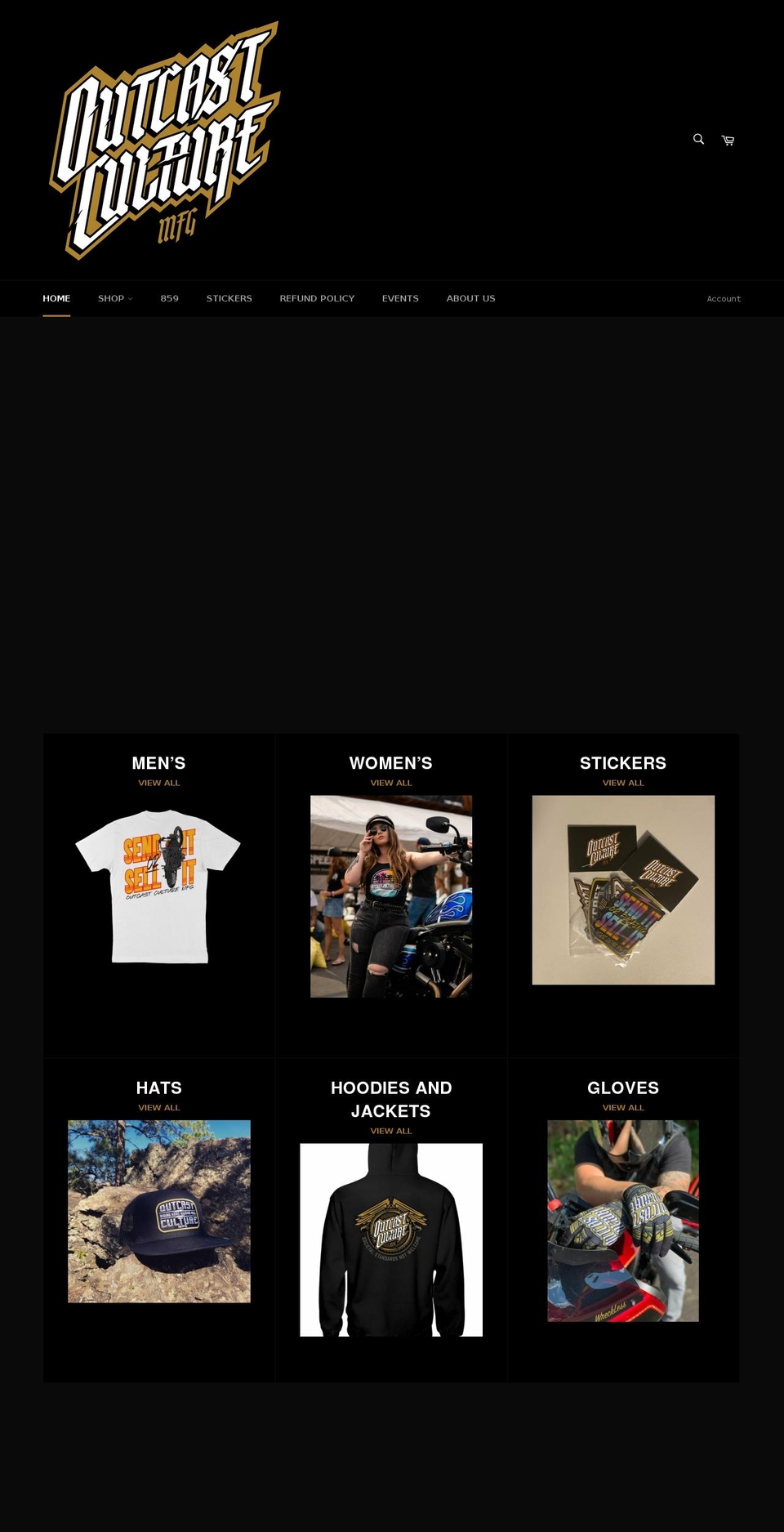 outcastculturemfg.com shopify website screenshot