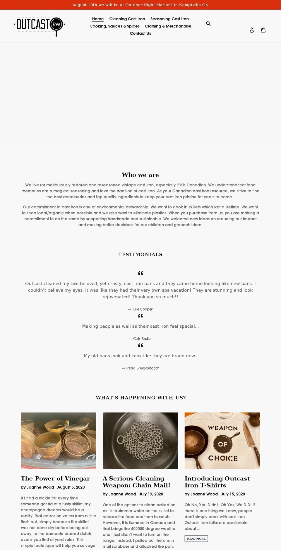 outcastiron.com shopify website screenshot