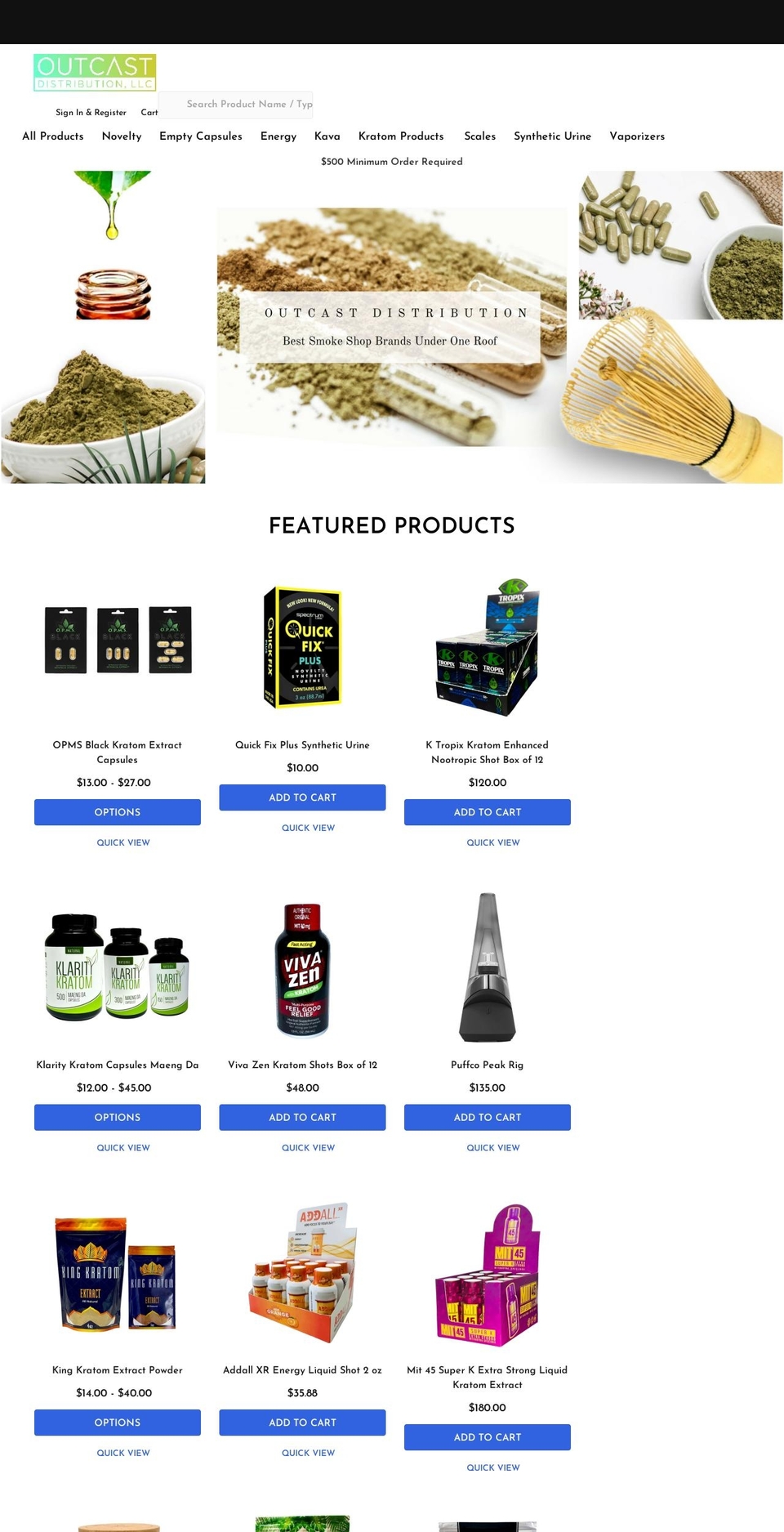 outcastllc.com shopify website screenshot