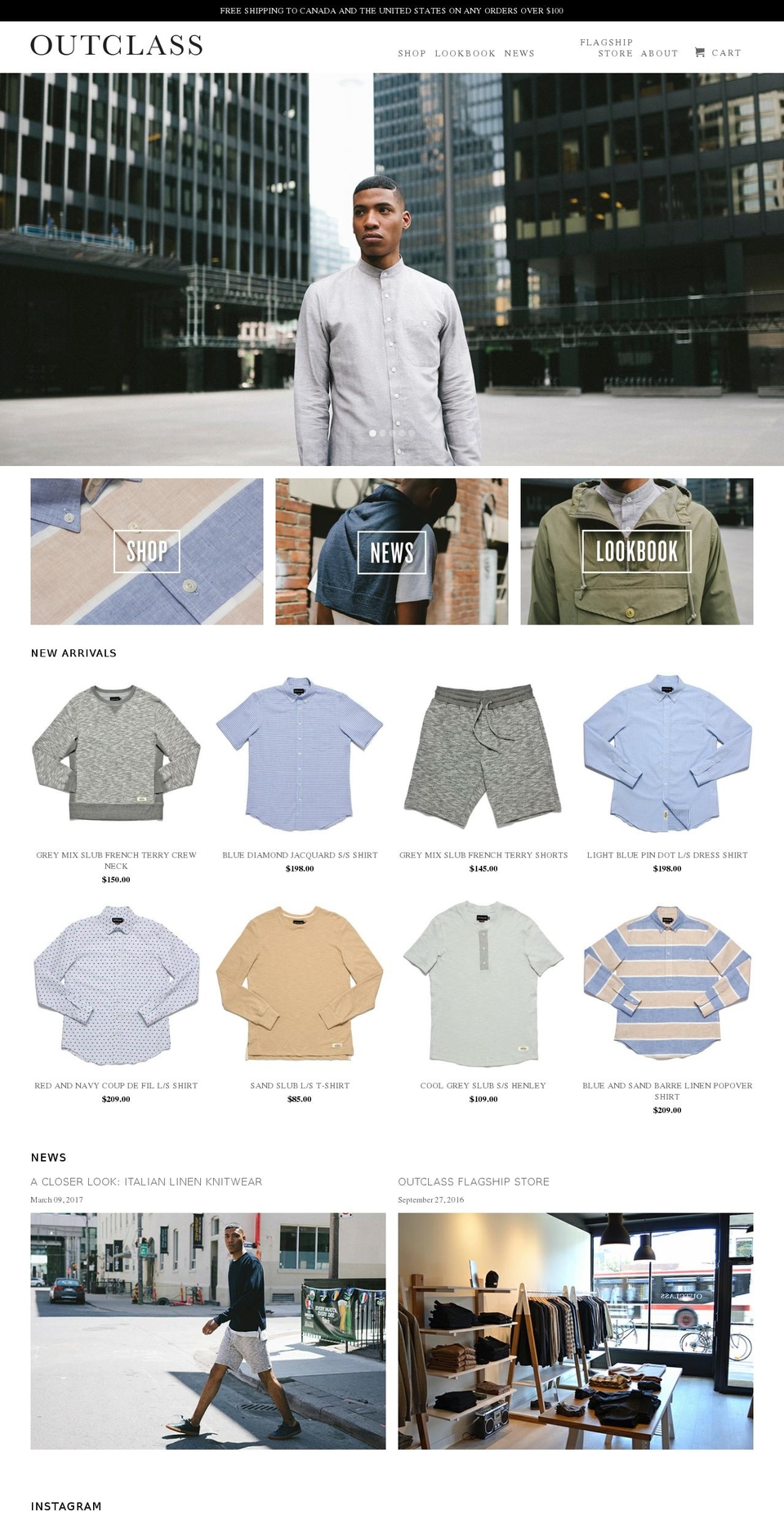 outclass.ca shopify website screenshot