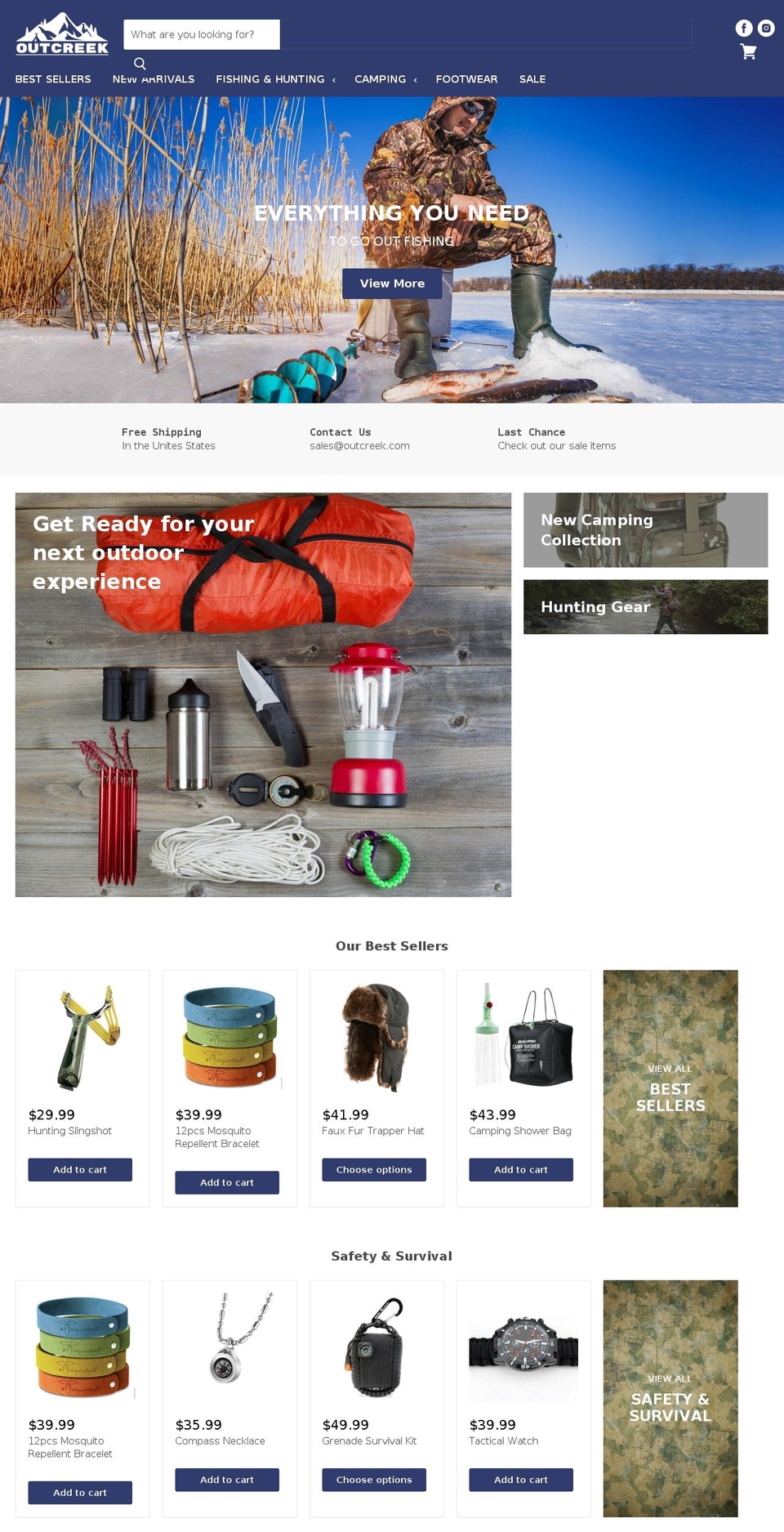 outcreek.com — Shopify storefront screenshot