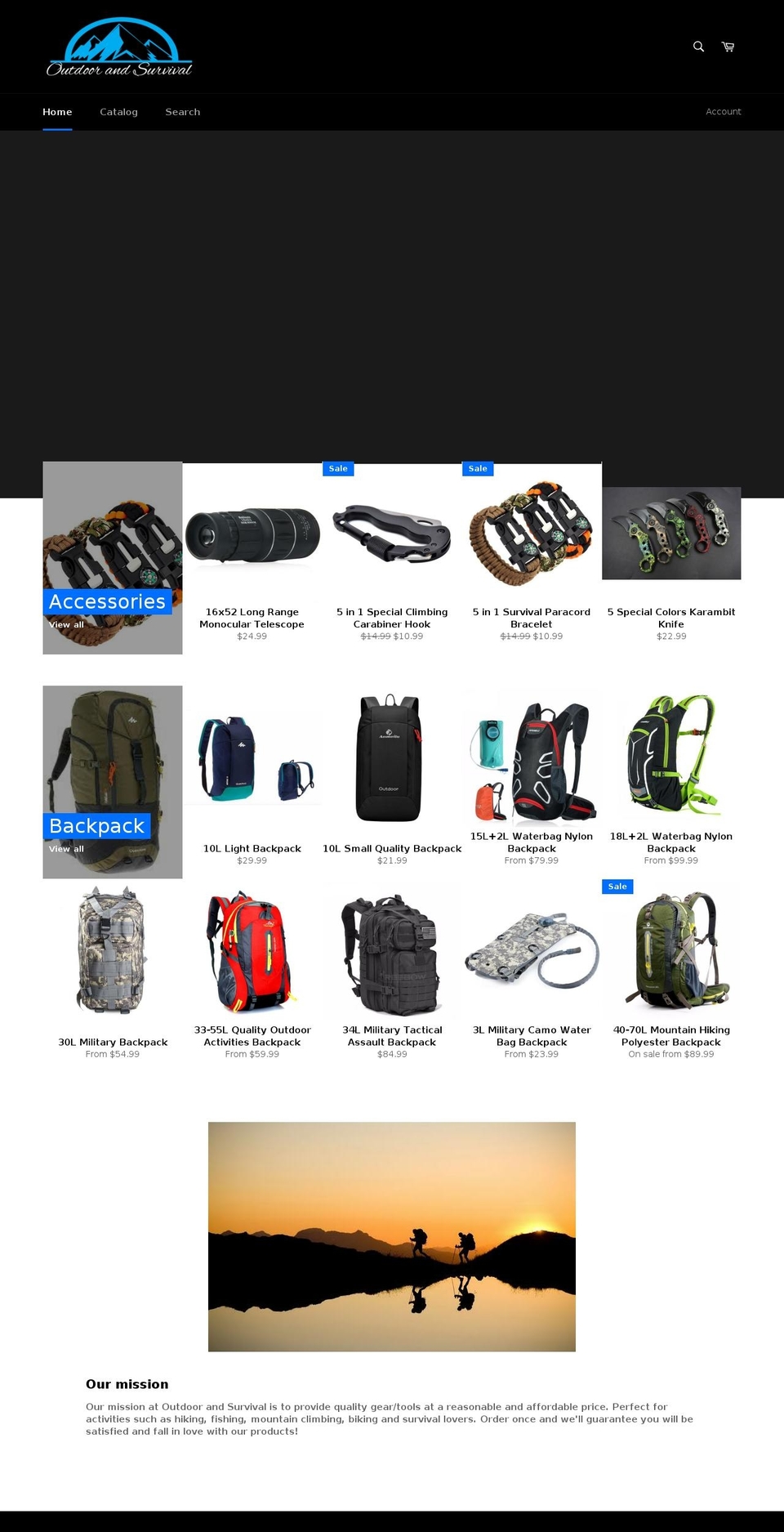 outdoor-and-survival.com — Shopify storefront screenshot