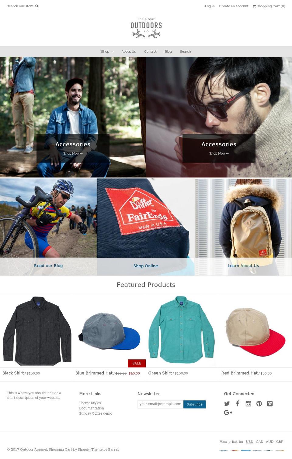 Weekend-V-- Shopify theme site example outdoor-apparel.myshopify.com