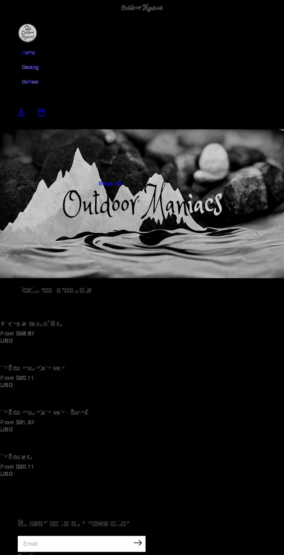 outdoor-maniacs.com shopify website screenshot