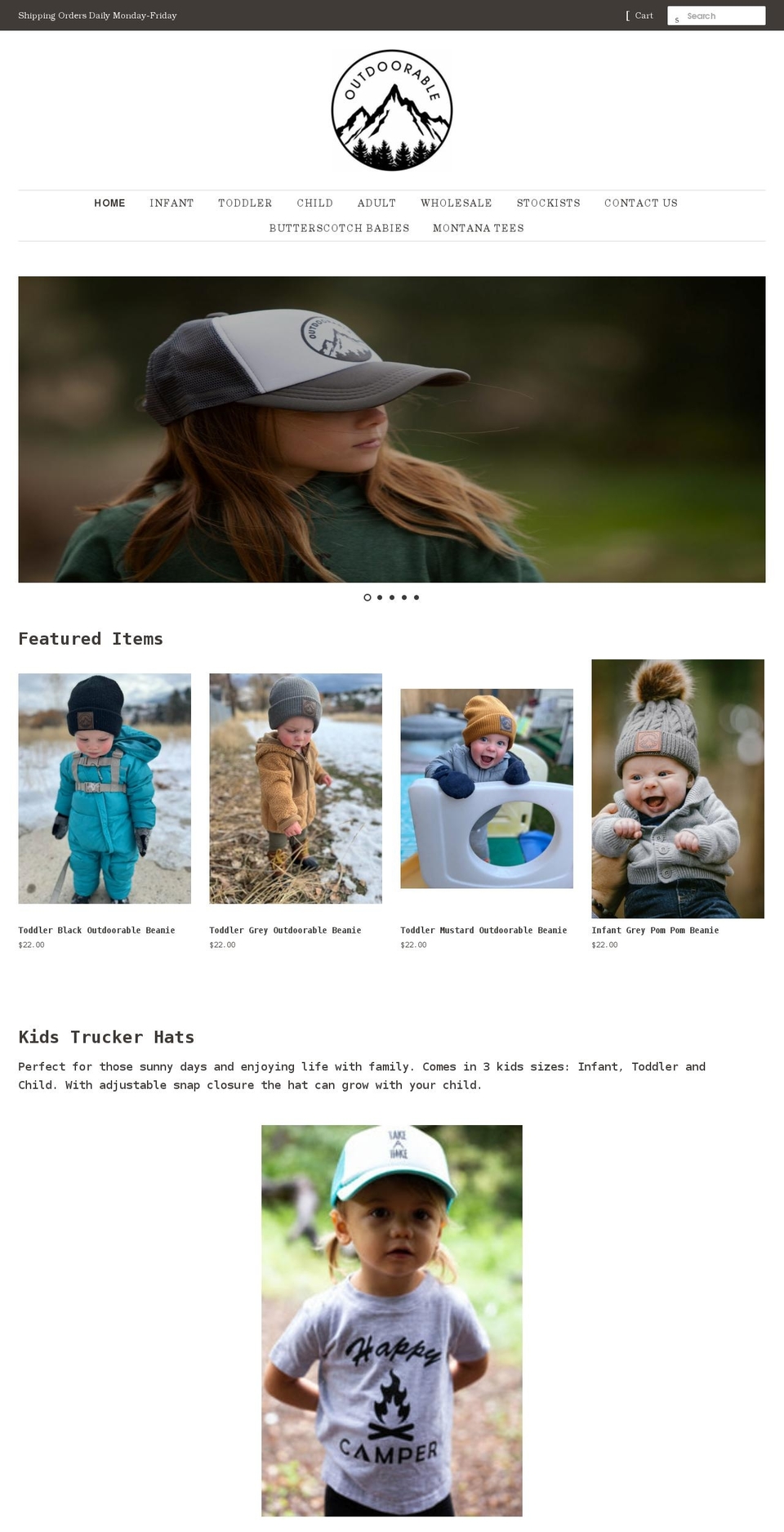 outdoorablekids.com shopify website screenshot