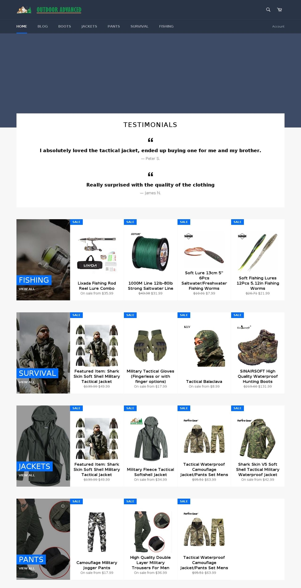 outdooradvanced.com — Shopify storefront screenshot