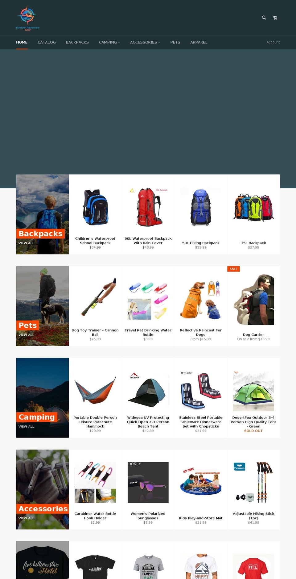 outdooradventuregear.ca shopify website screenshot