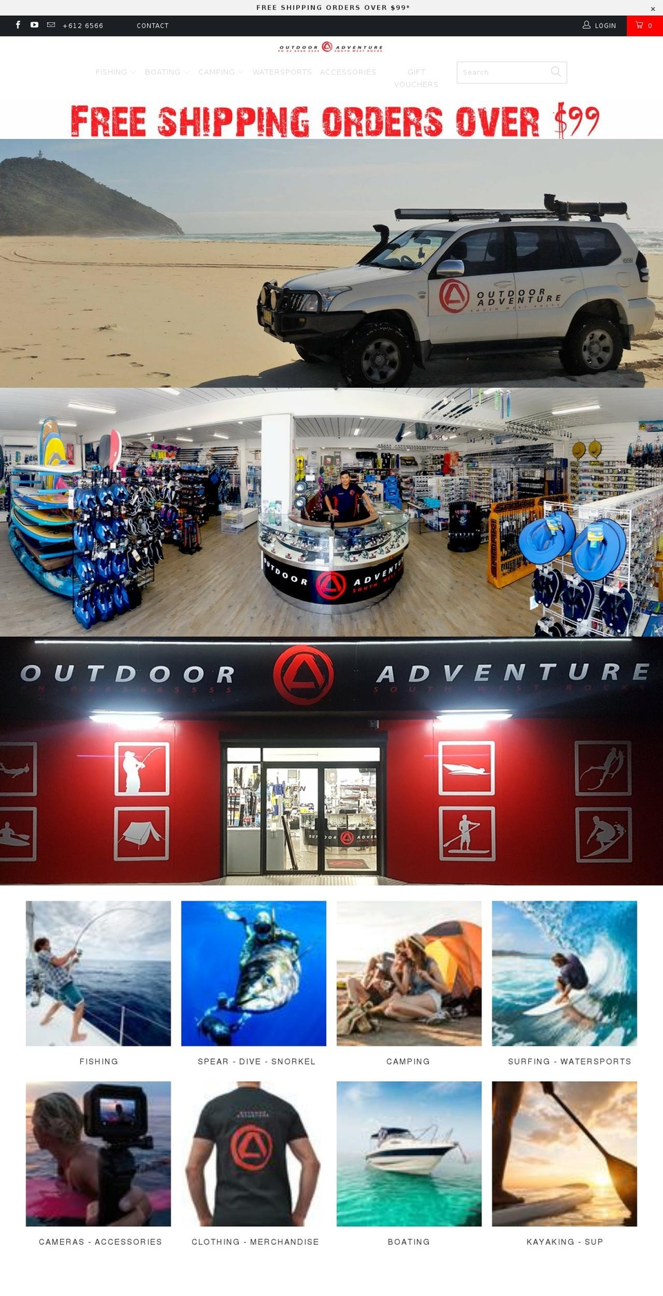 outdooradventures.com.au shopify website screenshot