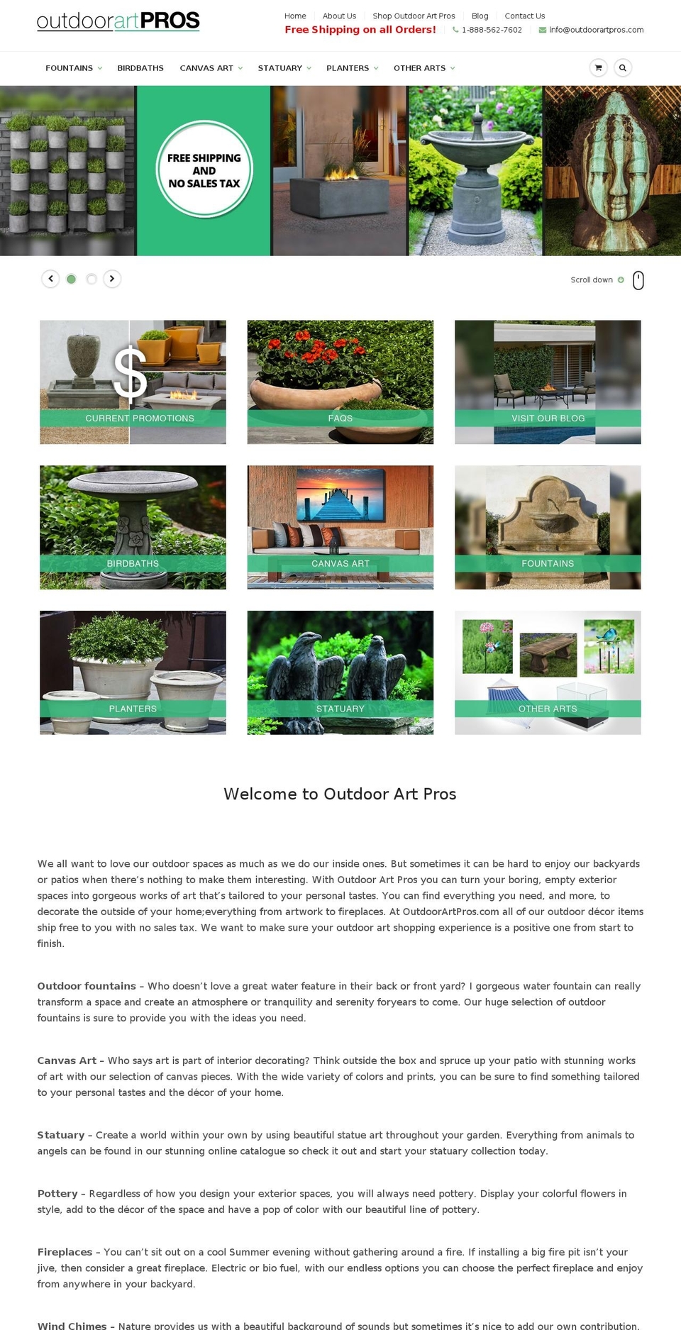 outdoorartpros.com shopify website screenshot