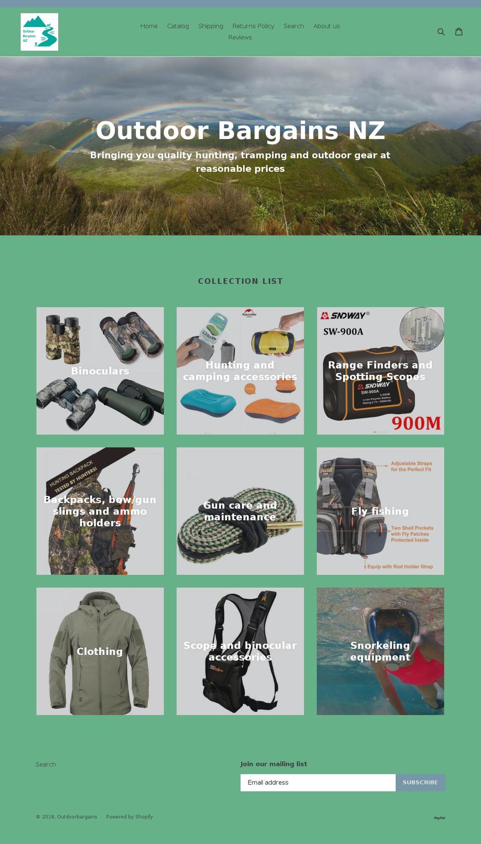 outdoorbargainsnz.com — Shopify storefront screenshot