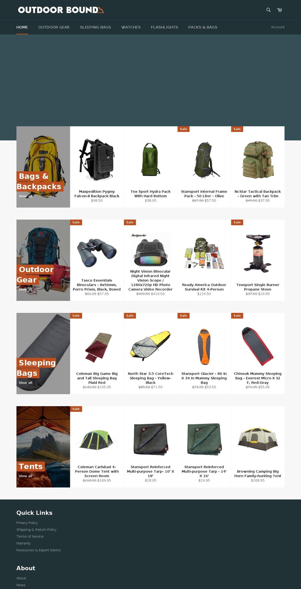 outdoorbound.com — Shopify storefront screenshot