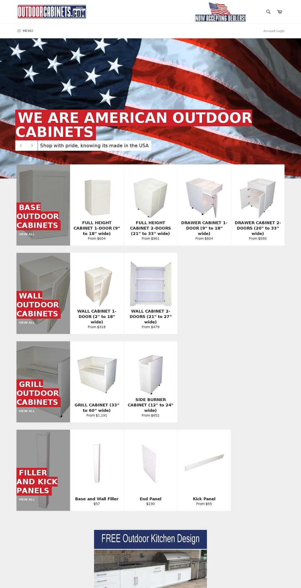 outdoorcabinets.com shopify website screenshot